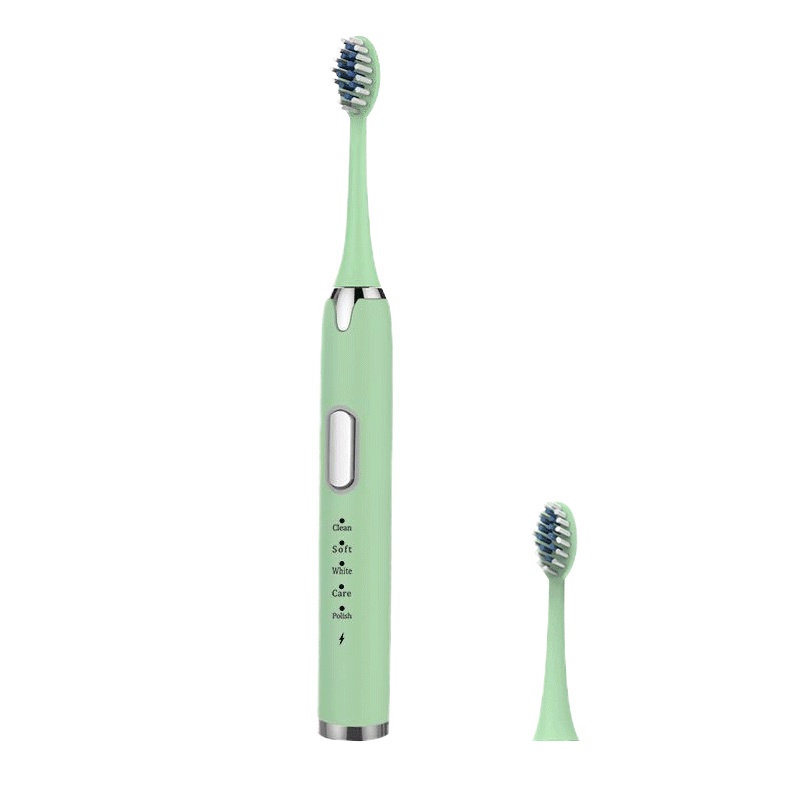 worms电动牙刷男女成人家用充电式软毛全自动牙刷防水声波牙刷 苹果绿 五档位充电款配(原装2刷头+USB充电线)