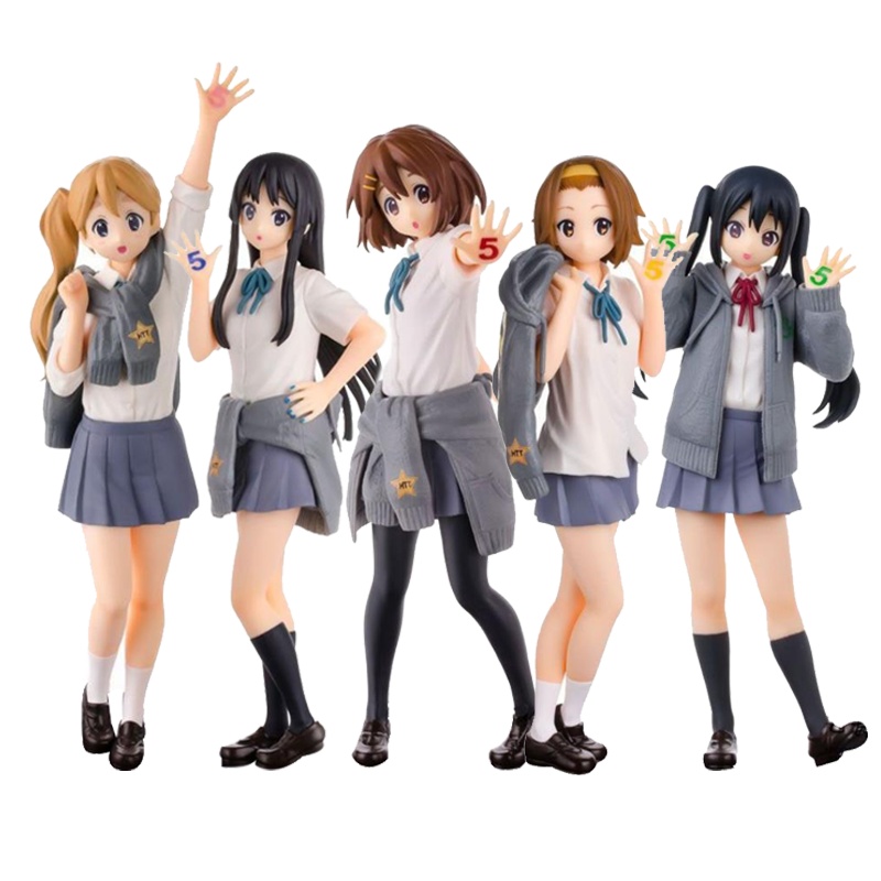 轻音少女5款 K-ON 5周年手办 平泽唯 秋山澪中野梓琴吹釉田井中律 美少女二次元模型玩具摆件
