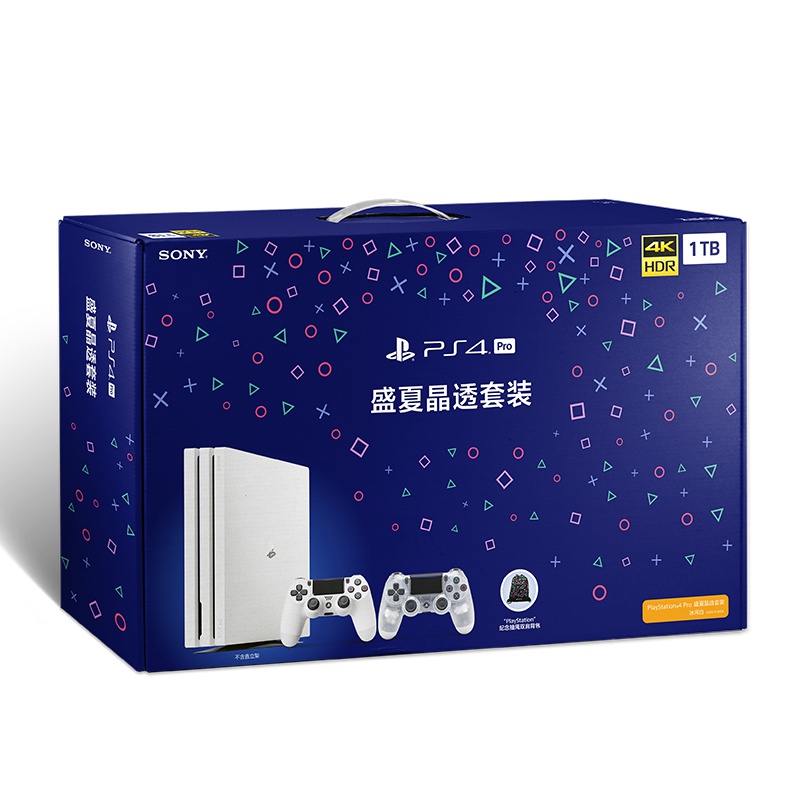 索尼(SONY)PlayStation 4 PS4 Pro1TB白色主机晶透套装双手柄版 国行家用游戏机