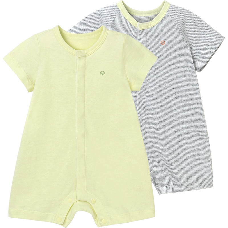 英氏新生婴儿儿衣服宝宝连体衣包屁衣爬服哈衣纯棉夏季薄款2件装