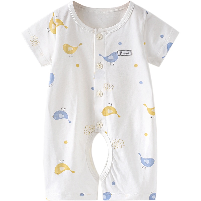 童泰夏季1-18月婴幼儿衣服男女宝宝纯棉短袖开裆蛤衣连体衣