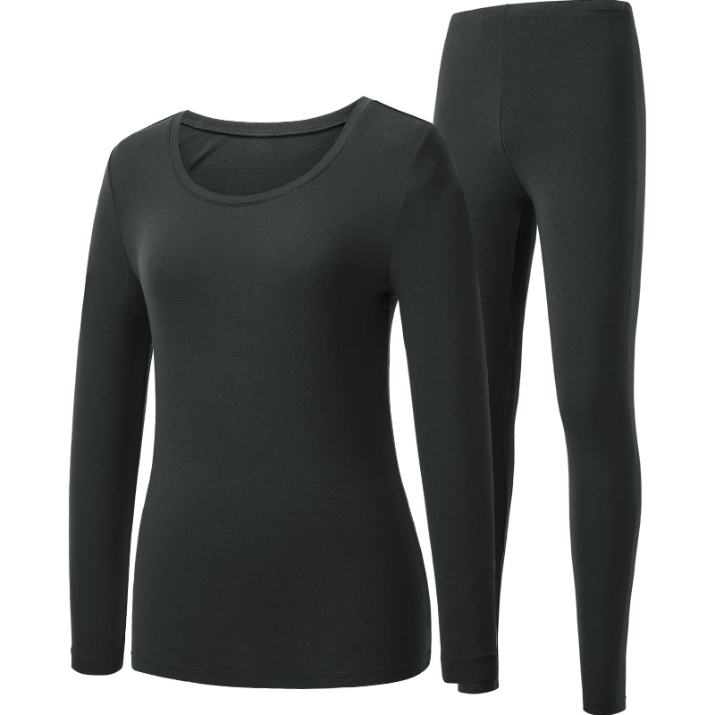 HLA海澜之家女士轻薄大圆领保暖内衣套装秋冬贴身秋衣秋裤棉毛衫HUTAJ3R032A