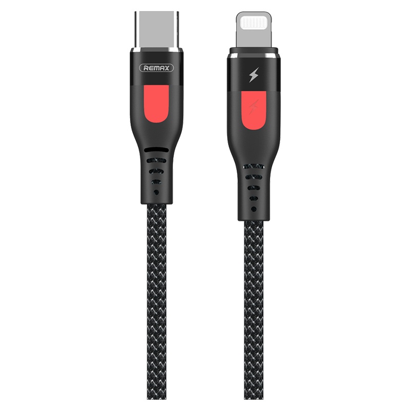 remax PD闪充数据线 Type-c对Lightning 苹果认证充电线 iPhone手机电线 黑色