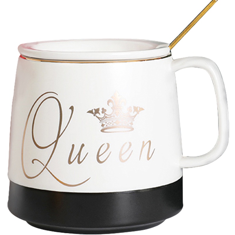 贝瑟斯 北欧风格马克杯带盖勺创意个性潮流燕麦咖啡杯陶瓷杯