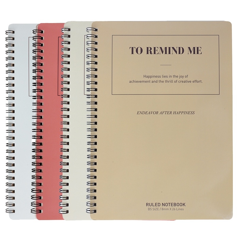 得力文具螺旋本笔记本子简约大学生A5加厚线圈本8本装韩国小清新记事本考研学生用日记本手账记事本LA560-01