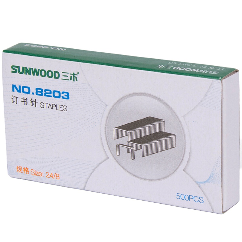 三木(SUNWOOD) 24/8订书钉/订书针/可订50页 500枚/盒 10盒装 8203