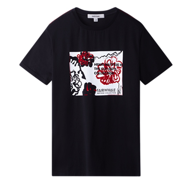 马蒂斯跨界联合商场同款马克华菲短袖T恤男2019夏艺术印花上衣