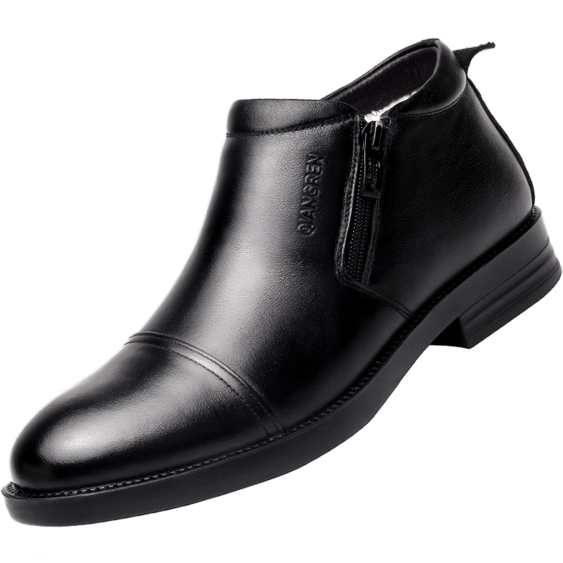 3515强人男棉鞋保暖羊毛鞋高帮棉靴商务休闲男皮鞋