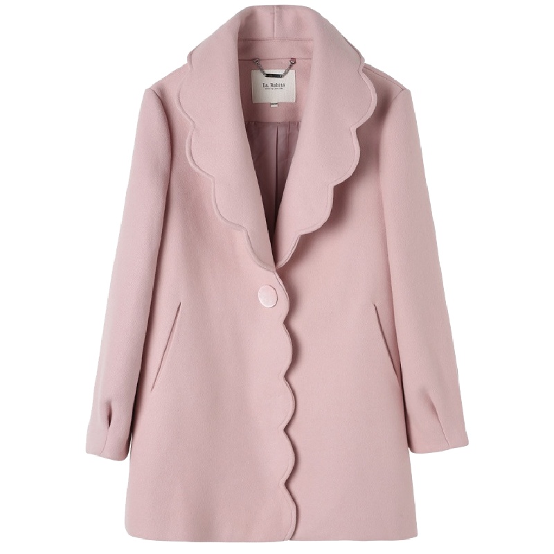 拉夏贝尔 学生中长款韩版新款外套女呢子大衣女秋冬款甜美风外套60007295