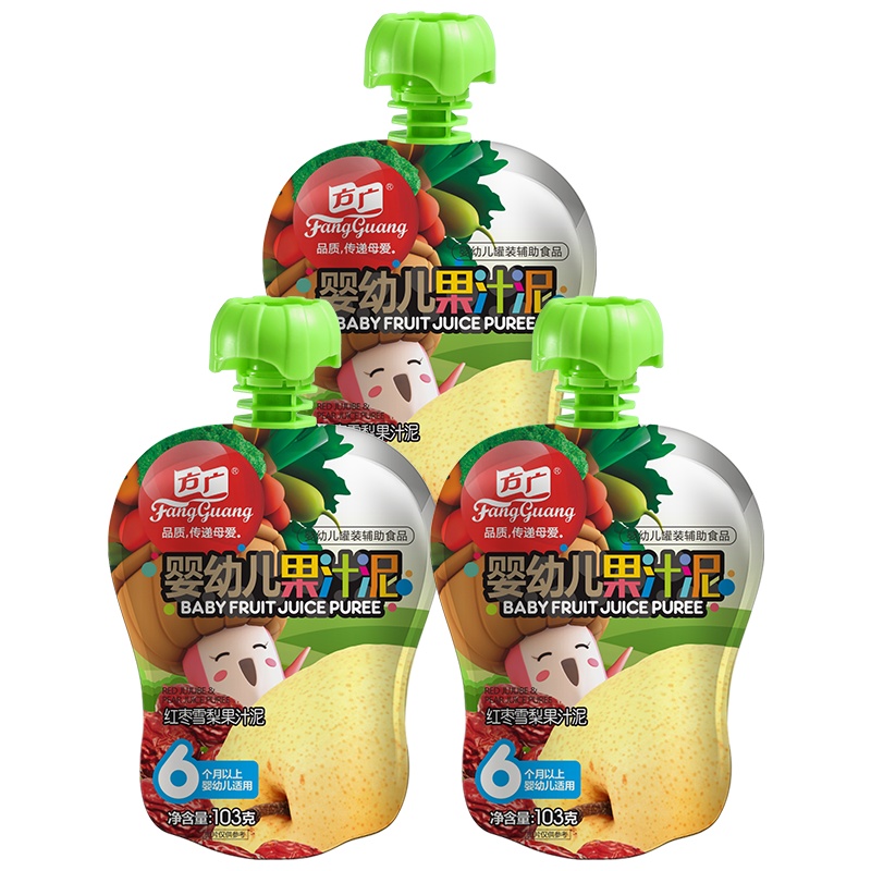 方广 婴幼儿果泥5口味各2袋组合装(共10袋) 婴幼儿辅食 宝宝果汁泥 儿童零食 水果泥 (6个月以上适用)