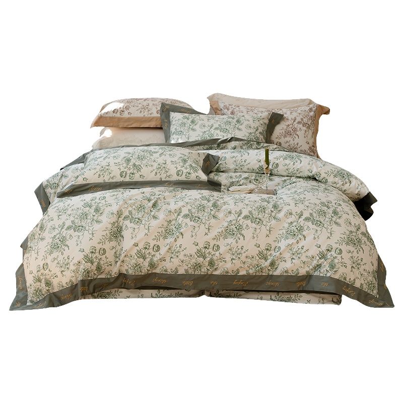 苏宁极物100支新疆长绒棉四件套纯棉全棉床单宽边被套轻奢四季床上用品