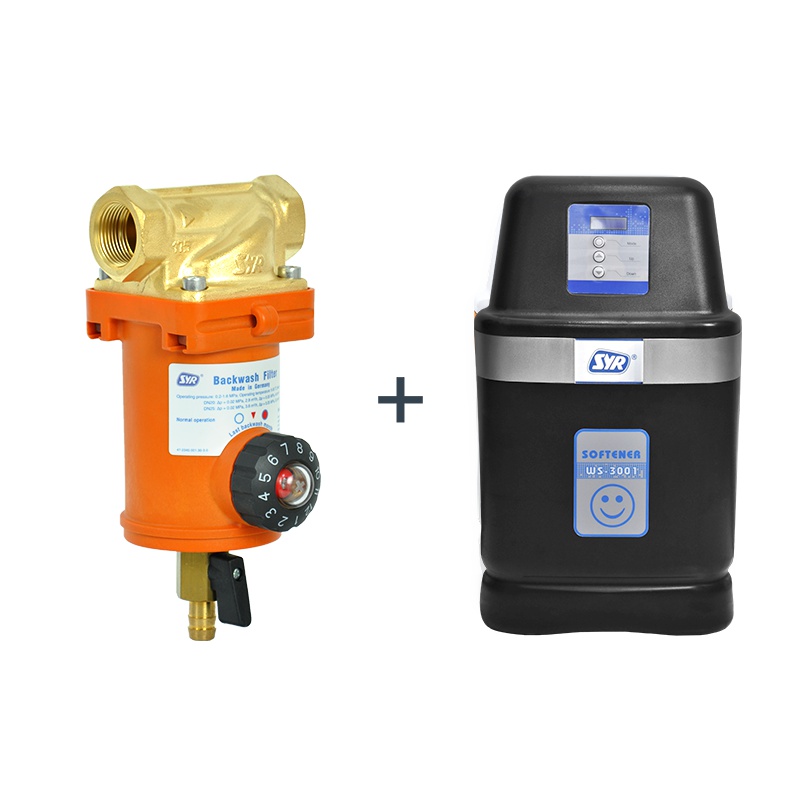 汉斯希尔(SYR)净水器 家用反冲洗F-FR前置过滤器+LEX Black II中央软水机1吨型全屋净水套装