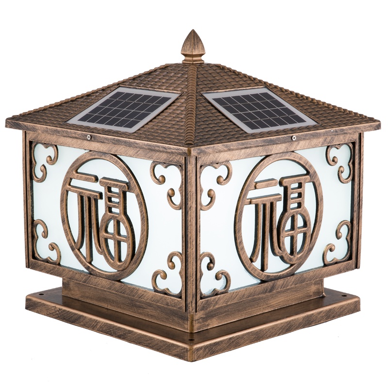 太阳能柱头灯室外别墅大门灯门柱灯户外防水李字围墙灯庭院柱子灯