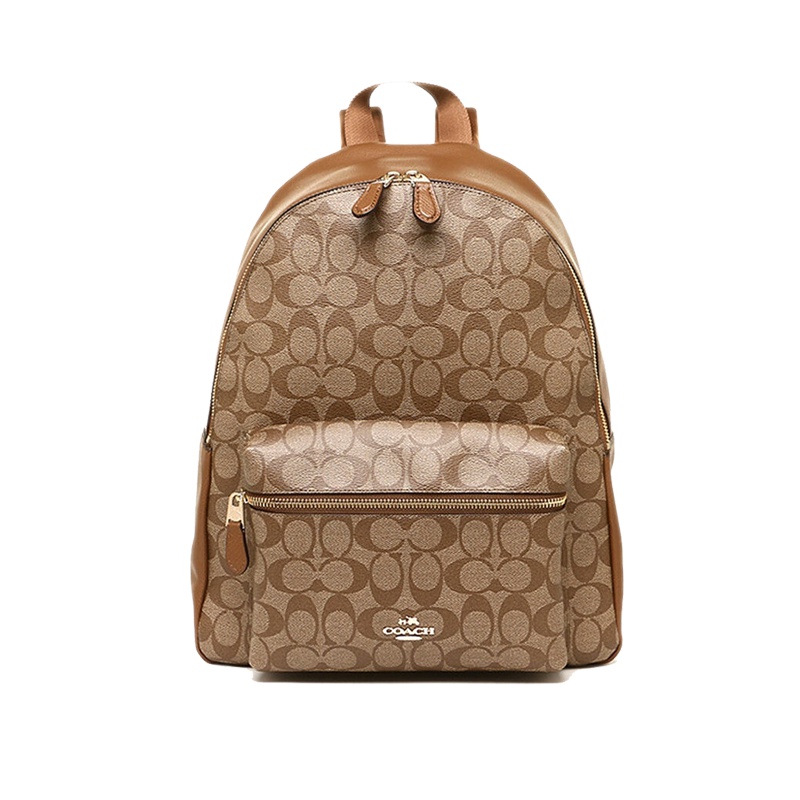 COACH 蔻驰 男女款户外流行时尚大号双肩背包 黑棕色F38301