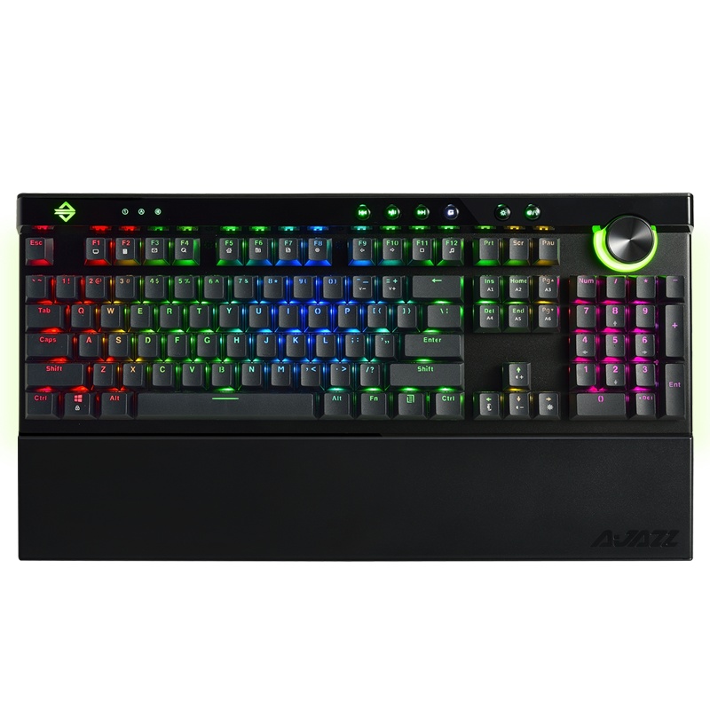 黑爵(AJAZZ)AK45光魔合金机械键盘 RGB背光 黑色 茶轴 游戏 办公 电脑 吃鸡键盘