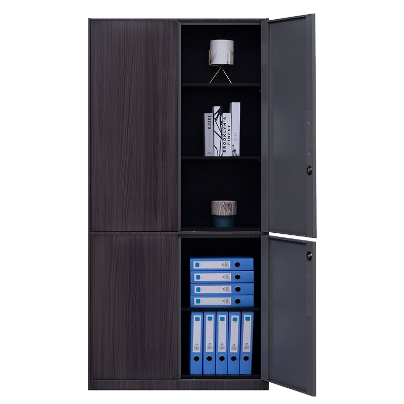永格文件柜办公柜家用储物锁保密码收纳柜仿木纹书柜铁皮档案柜资料柜
