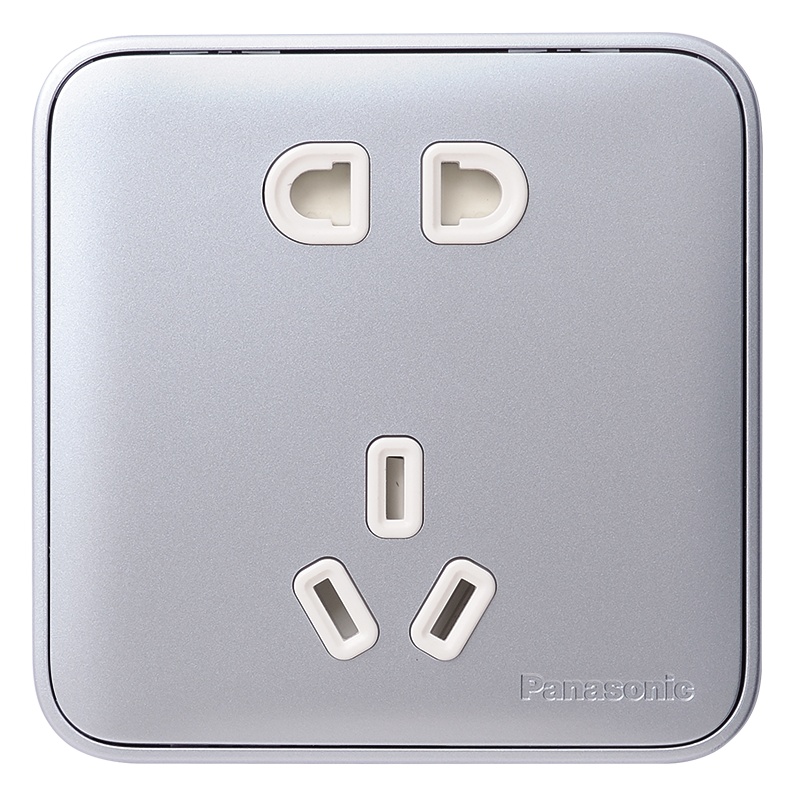 松下(Panasonic)格彩晶钻灰86型开关插座三孔16A一二三四开单双控家用复位大面板开关