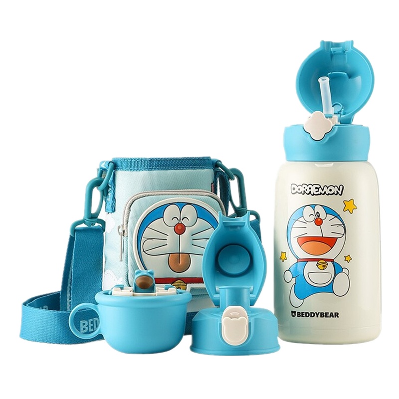 (免费刻字)哆啦A梦叮当猫奔跑梦杯具熊儿童保温杯带吸管儿童水杯316不锈钢内胆630mlBEDDYBEAR