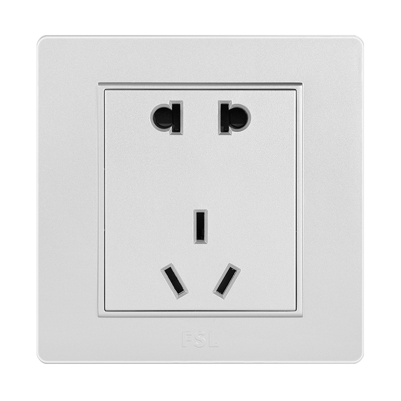 fsl 佛山照明 开关插座86型暗装家用墙壁五孔多孔银色二三插面板白色