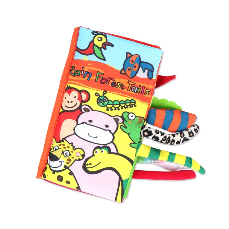 米米智玩 立体尾巴布书早教婴儿撕不烂6-12个月宝宝益智玩具0-1岁--青青草原