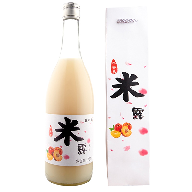 苏州桥米酒桂花米露水蜜桃微醺晚安甜酒0.5度750ML*2组合装