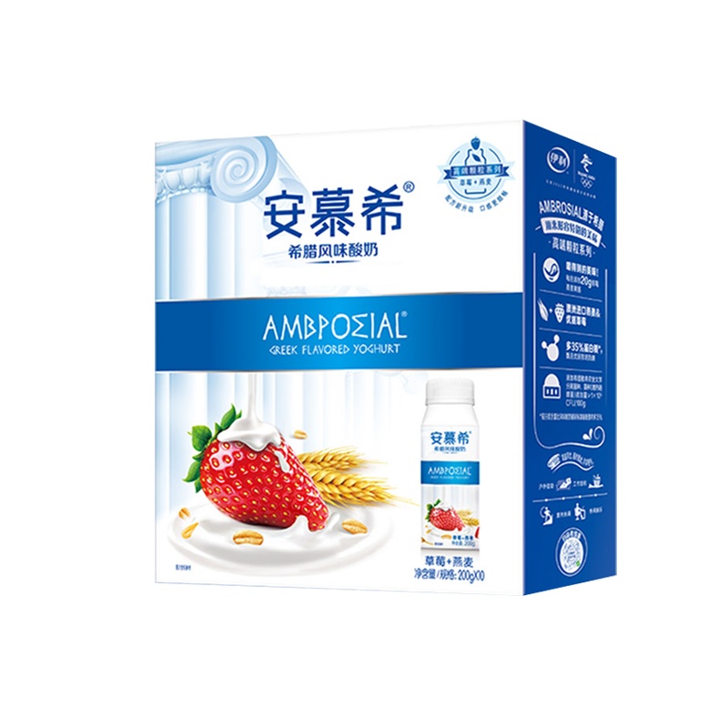 伊利安慕希草莓燕麦口味希腊风味酸奶200g*10瓶整箱