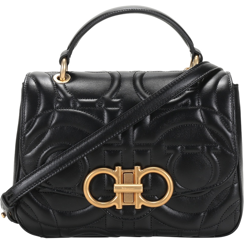 SalvatoreFerragamo 菲拉格慕 女士牛皮GANCINI绗缝仿古做旧手提单肩斜挎包相机包小号 21I281