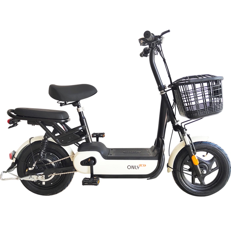 比德文电动车 乐麦 小型电动车48V男女电瓶车新国标电动自行车学生款代步车助力车老人电动滑板车两轮单车成人电瓶车 奶白