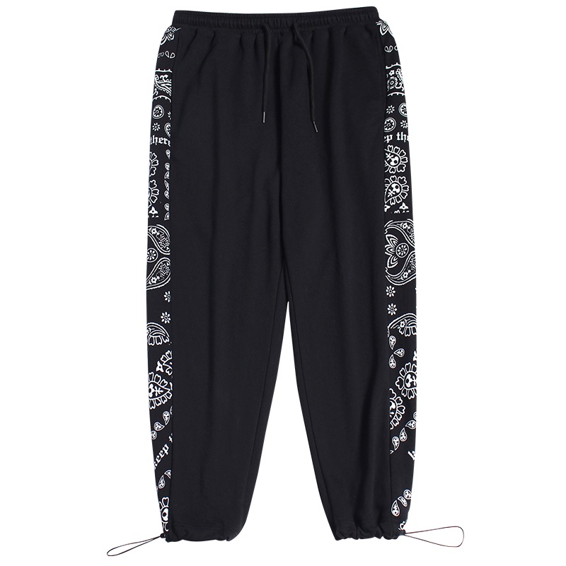 [直营]木林森(MULINSEN)新港风男装 新款复古休闲卫裤男宽松腰果花拼接束脚裤