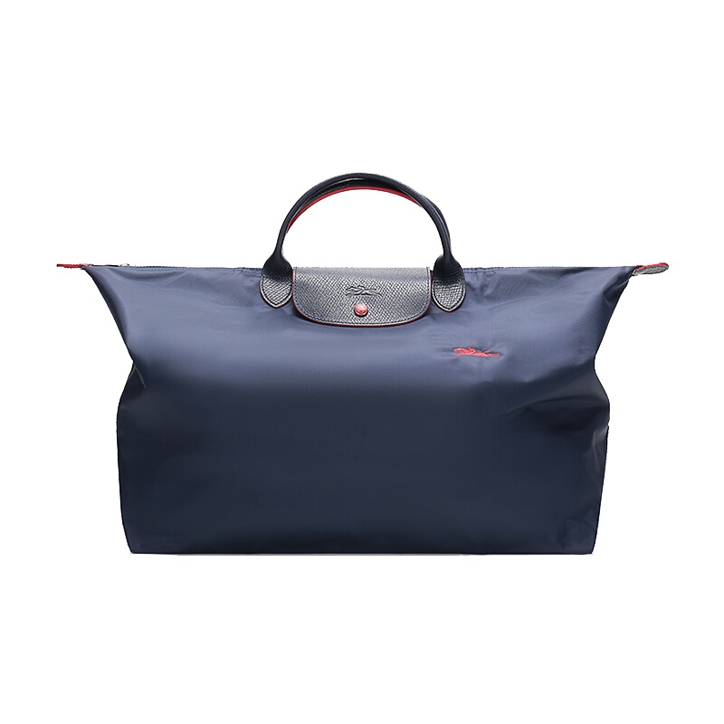 珑骧LONGCHAMP 奢侈品 中性Le Pliage Club系列海军蓝色大号帆布配牛皮革70周年款旅行包
