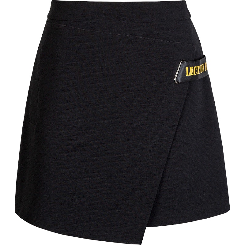 拉夏贝尔秋季女装新款a字裙韩版百搭短裙不规则半身裙女10014168