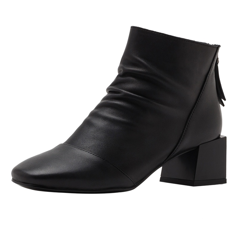 星期六(ST&SAT)旗下冬季新款时尚方头粗跟后拉链短靴女DF94116908