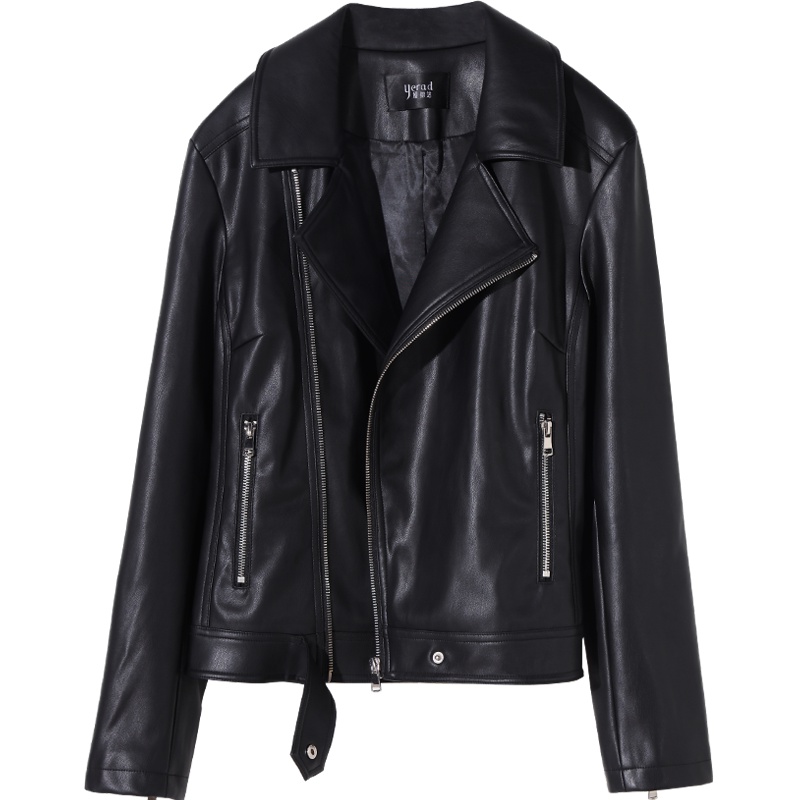 娅丽达女装2019秋季新款短款皮衣女韩版宽松原宿风纯色修身小外套I7506