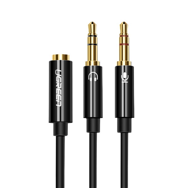 绿联(Ugreen)耳机麦克风二合一转接线 3.5mm手机耳机 黑 20898