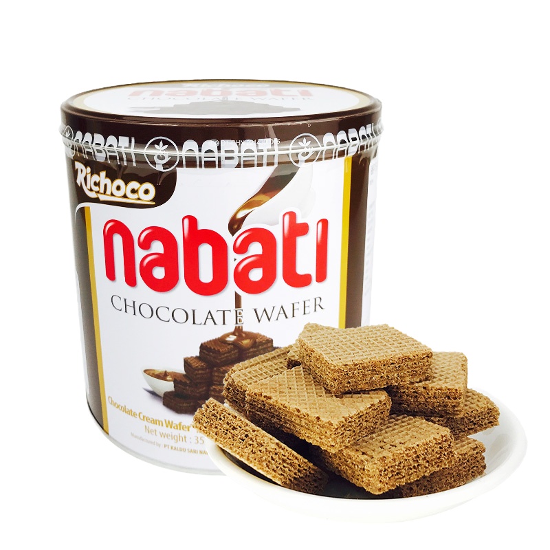 丽芝士richeese纳宝帝巧克力威化350g*2桶印尼进口nabati罐装芝士饼干
