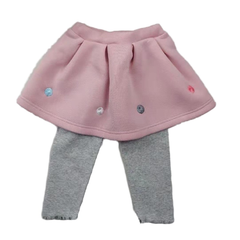 安笛贝乐女童裙式打底裤春秋款带裙边长裤灰色73-90cm