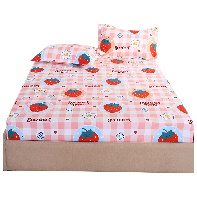 泰念Tai nian 全棉印花床笠床罩单件卡通学生宿舍单人床双人床1.5m1.8m床垫保护套