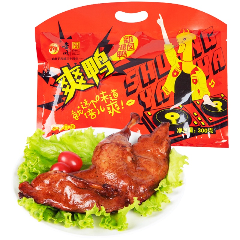 [中华特色]河北供销馆 金凤扒鸡 爽鸭麻辣口味300g 中华老字号 五香脱骨卤鸭即食鸭肉 卤味熟食小吃 河北石家庄特产
