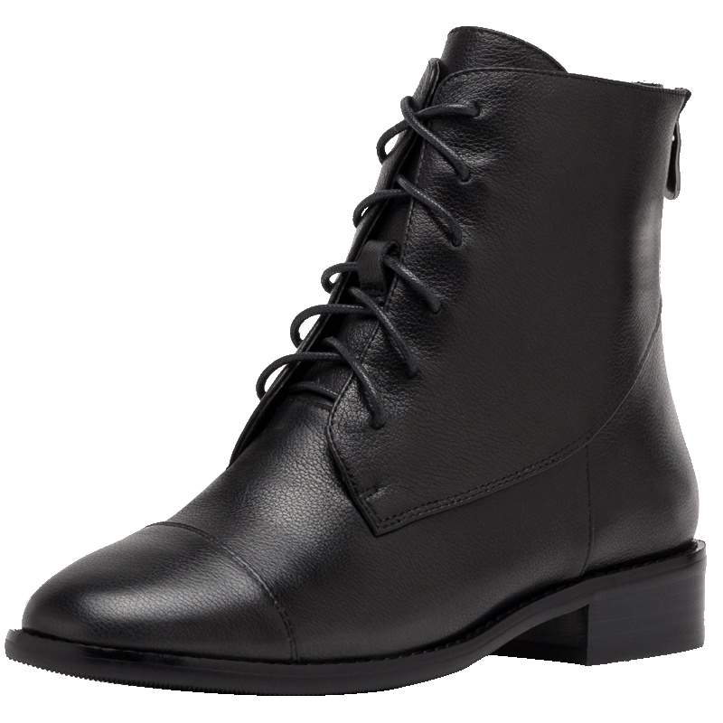 ST&SAT/星期六低平跟尖头系带短靴女靴子SS93116104