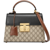 [海外直邮]GUCCI古驰女包Padlock系列小号手提包新款女士锁头扣乌木色单肩包453188 KLQJG 9785