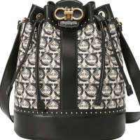 预订FERRAGAMO GANCINI 水桶 老花款 斜挎包21H587 织物\牛皮革