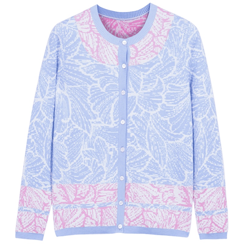 鄂尔多斯198020早春丝绒混纺圆领羊绒开衫百搭保暖C205A1223