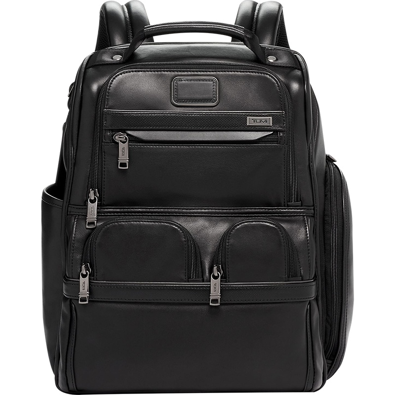TUMI途明 ALPHA系列 紧凑皮质双肩包通勤背包男士旅行包09603173DL3-黑色