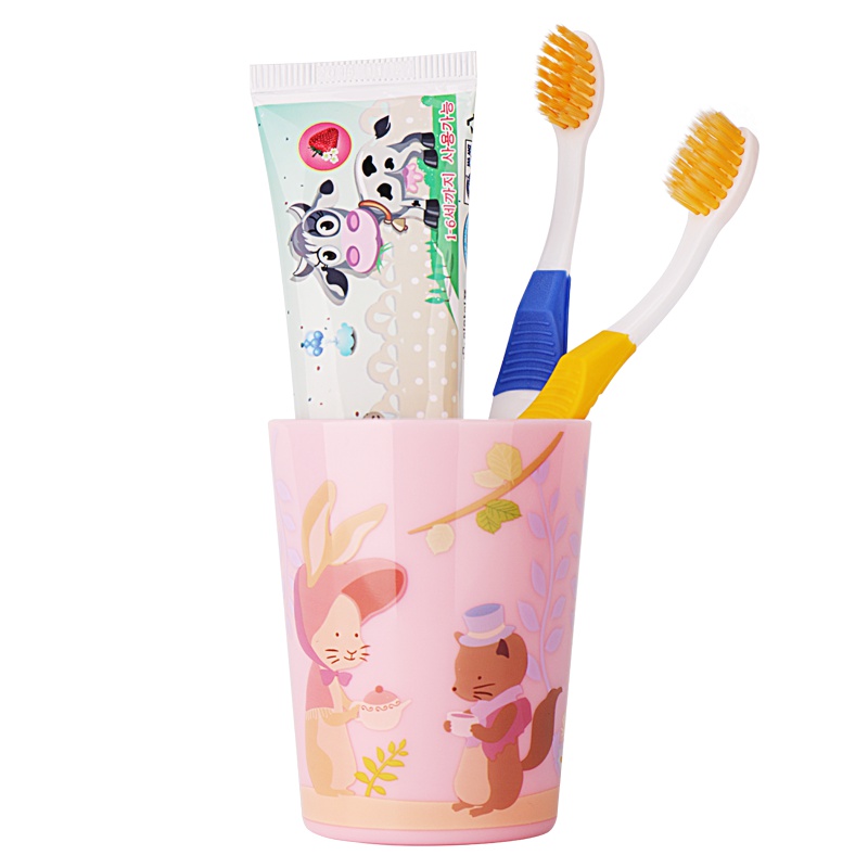 原装进口 欧志姆O-ZONE “8無”长牙呵护儿童套装(2支牙刷+1支牙膏+小兔漱口杯) 适合1-6岁母婴幼儿童