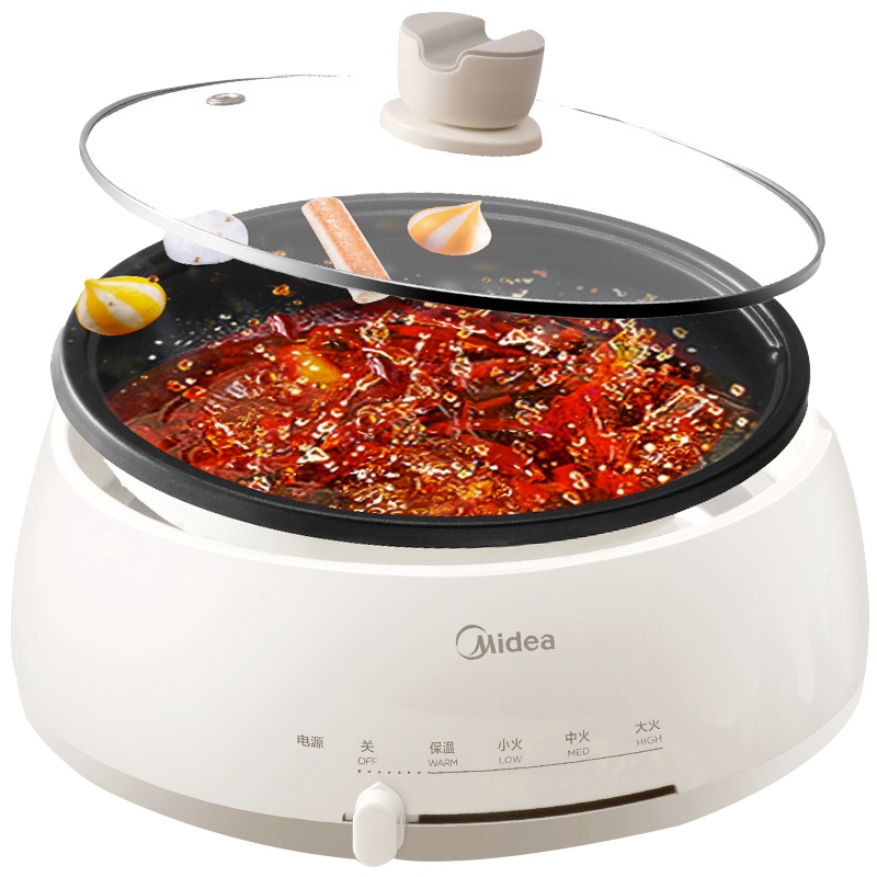美的（Midea）分体式多用途电火锅DY28P151韩式大功率多功能涮烤一体电锅不粘锅宿舍煮锅