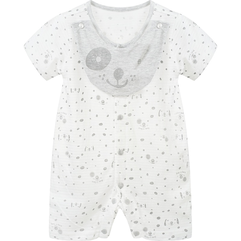 婴姿坊新生儿连体服 婴儿带口水巾爬服