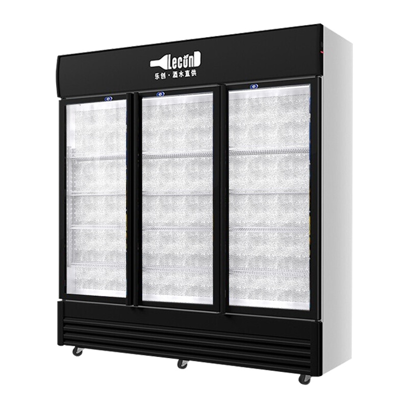乐创(lecon)展示柜冷藏饮料柜商用立式冰柜冰箱冷柜保鲜柜 [三门高端黑] [风冷下压缩机]