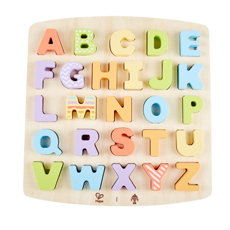 Hape&金宝贝 艺智字母拼图3-6岁大写字母宝宝拼板认知益智玩具男孩女孩玩具夹板MDF材质