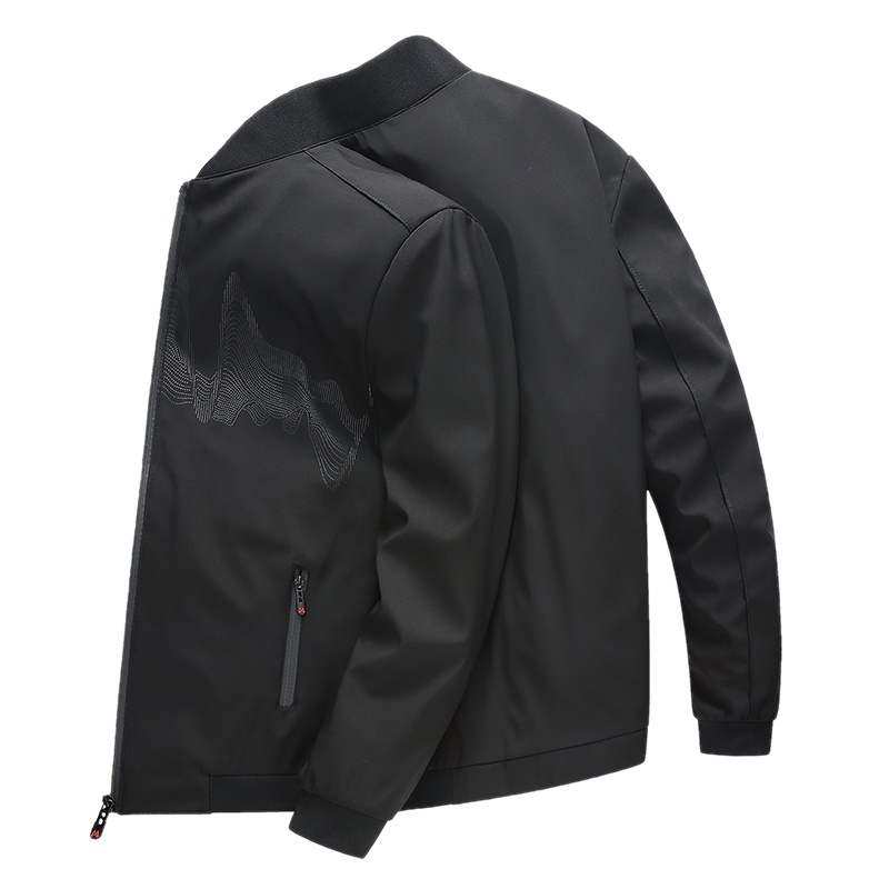 卡帝乐鳄鱼夹克男外套薄款中年棒球领宽松印花茄克衫BAC2020