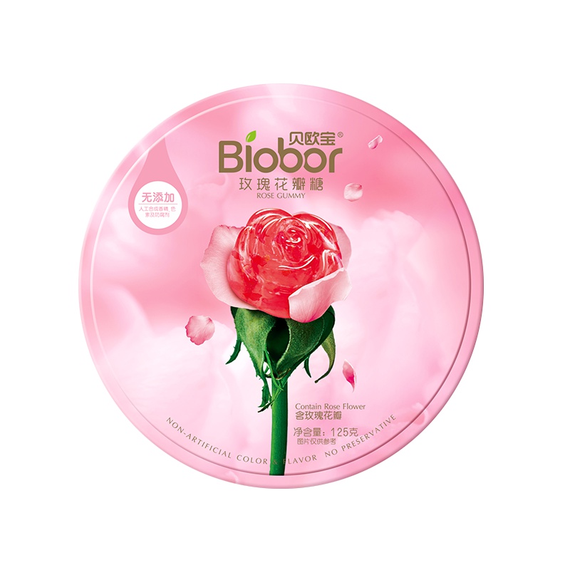 Biobor贝欧宝无添加 玫瑰花瓣软糖 125g*2罐